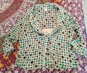Dorby Studio Women's Retro Polka Dot Blouse and Cami Set w Ruffle Details SZ 14P